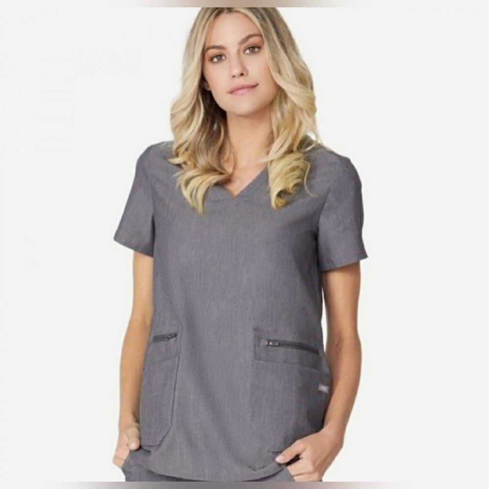 🔥FIGS Accra Graphite Scrub Top Palm Print, Size XS